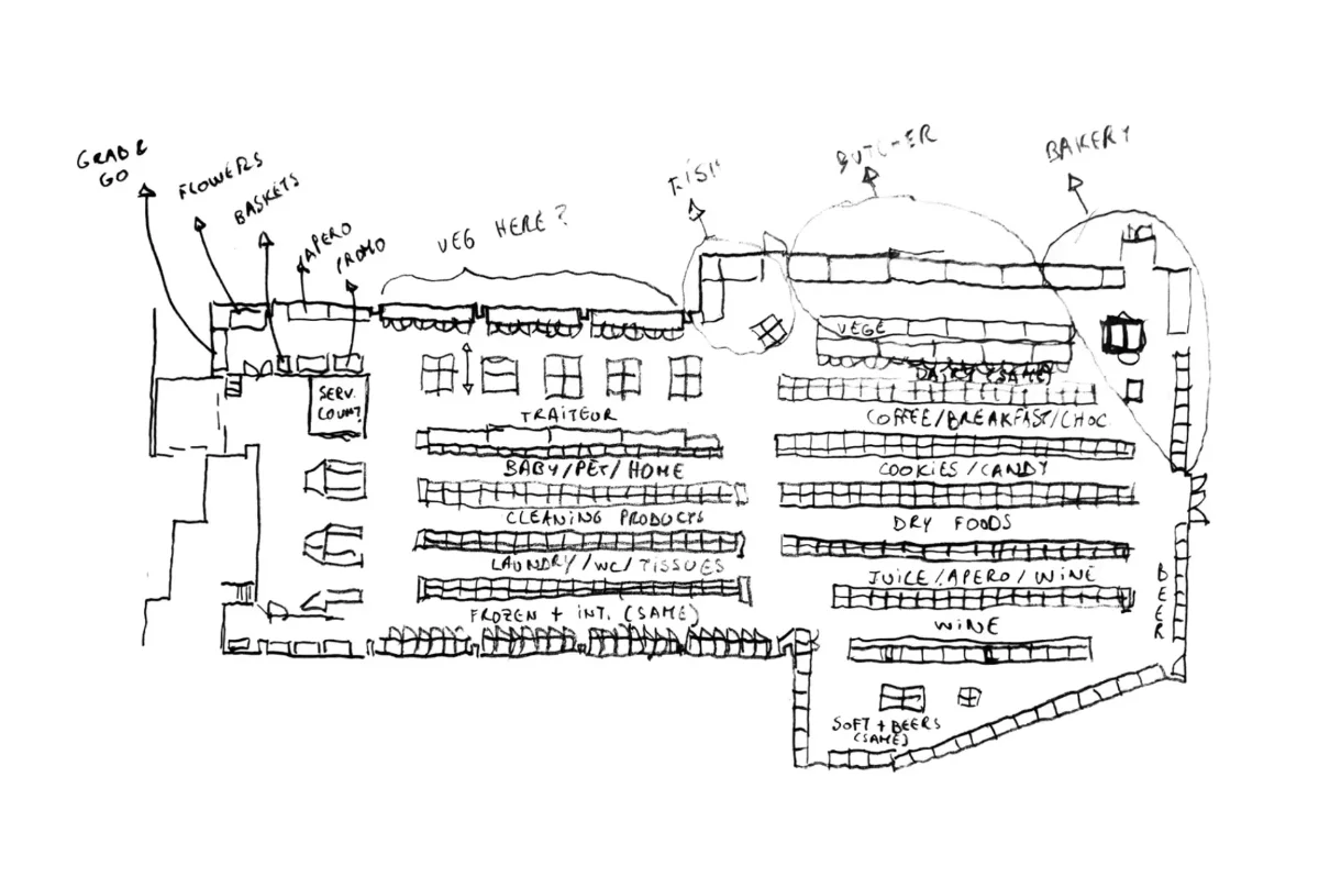 Sketch of Orsoko shop shelf